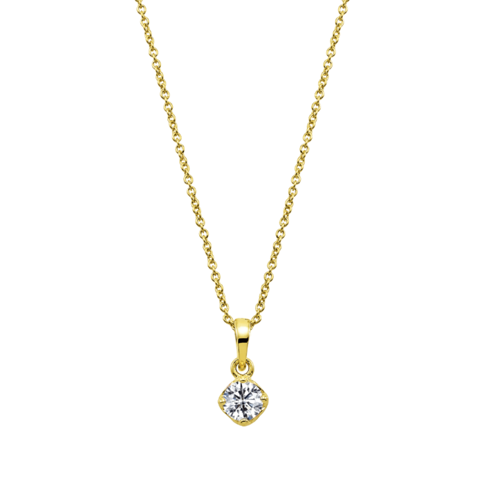 Vogue pendant necklace with small white zircon, in gold-plated Silver 925