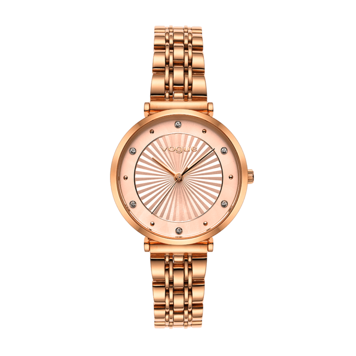 Vogue New Bliss metallic rose gold dial and six zircons