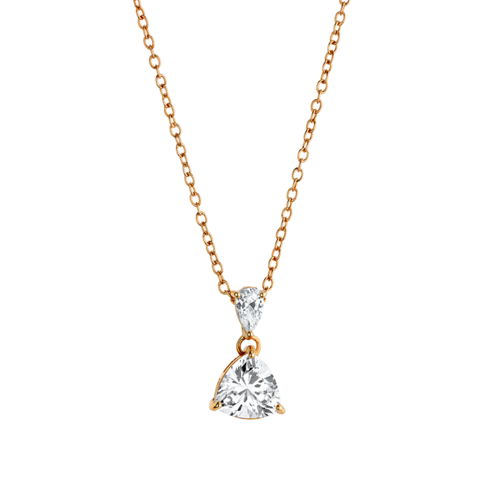 Vogue necklace double white zircon in gold-plated Silver 925