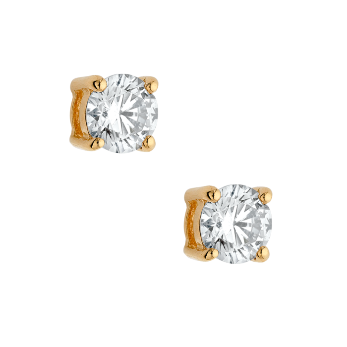 Vogue single stone earrings round white zircon in rose gold-plated Silver 925