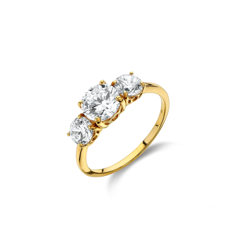 Vogue ring with three white zircons in gold-plated Silver 925