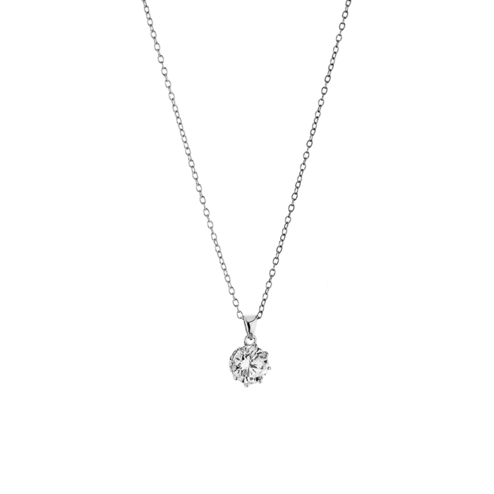 Vogue necklace with white round zircon in Silver 925