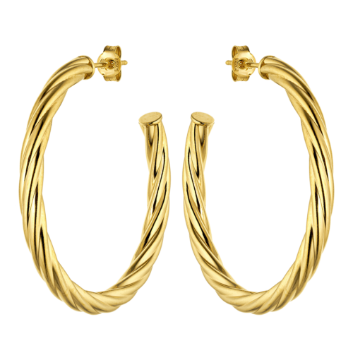 Vogue hoop earrings with ripples in gold-plated Silver 925