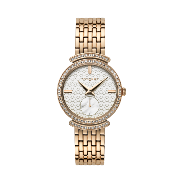 Vogue Saint Tropez watch white dial with 3D design rose gold-plated bracelet