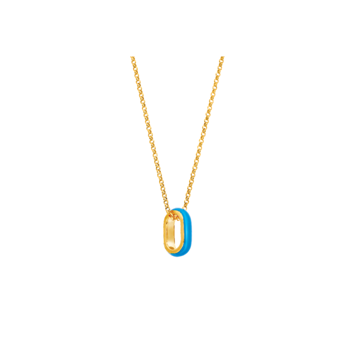 Vogue medium length necklace in azzure blue color enamel & gold-plated Silver 925