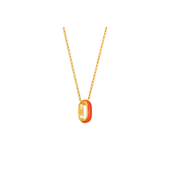 Vogue medium length necklace in orange color enamel & gold-plated Silver 925