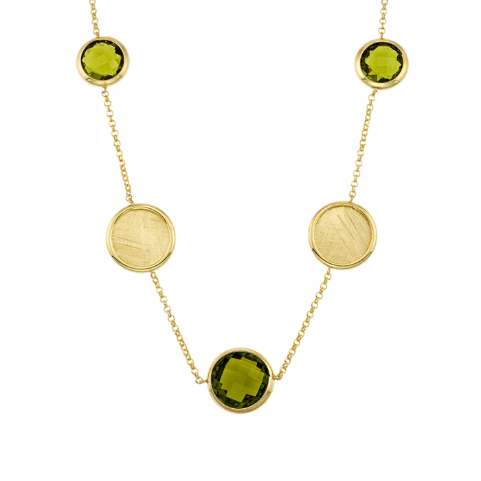 Vogue necklacewith olive-colored zircons in gold-plated Silver 925