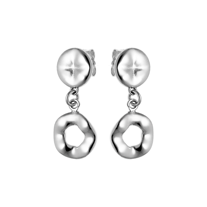 Drop earrings with circle motif in Silver 925