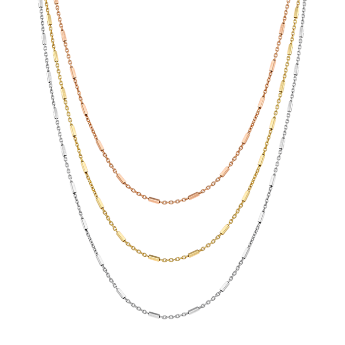 Vogue necklace three thin chains Silver 925 in yellow & rose gold plating