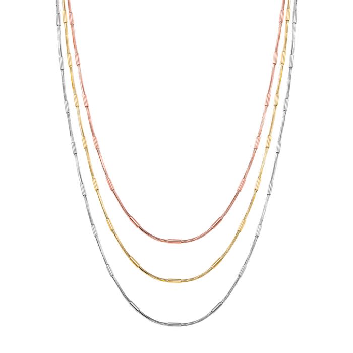 Vogue necklace thin chain Silver 925 in yellow & rose gold plating