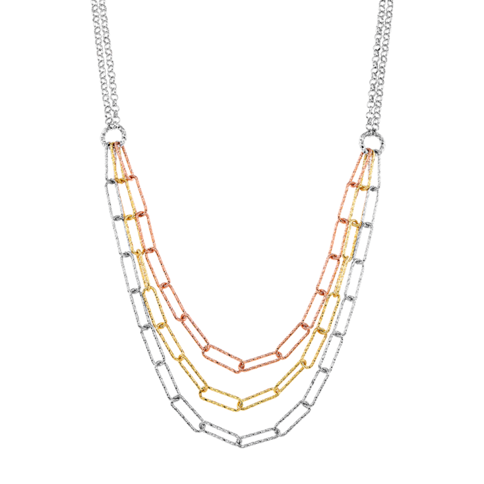 Vogue necklace with wide chains in three platings Silver 925