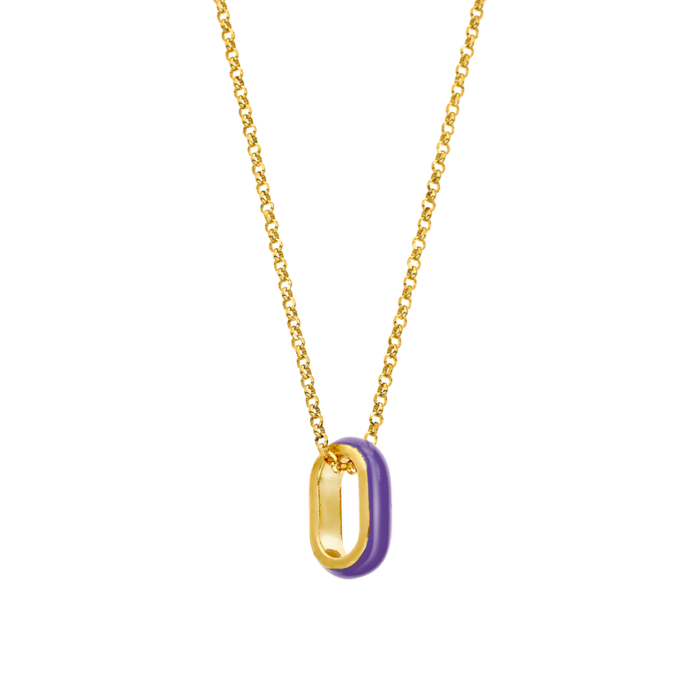 Vogue medium length necklace in purple color enamel & gold-plated Silver 925