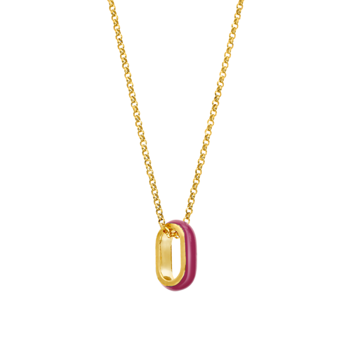 Vogue medium length necklace in fuchsia color enamel & gold-plated Silver 925