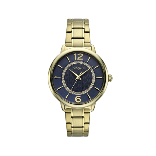 Vogue Lucy watch denim blue dial and gold-plated bracelet