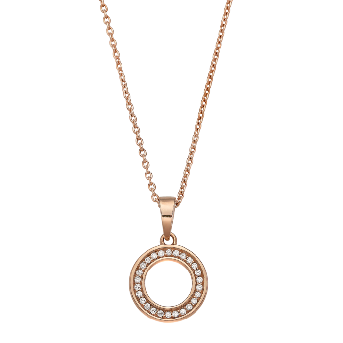 Vogue necklace with white nano zirconsin rose gold-plated Silver 925