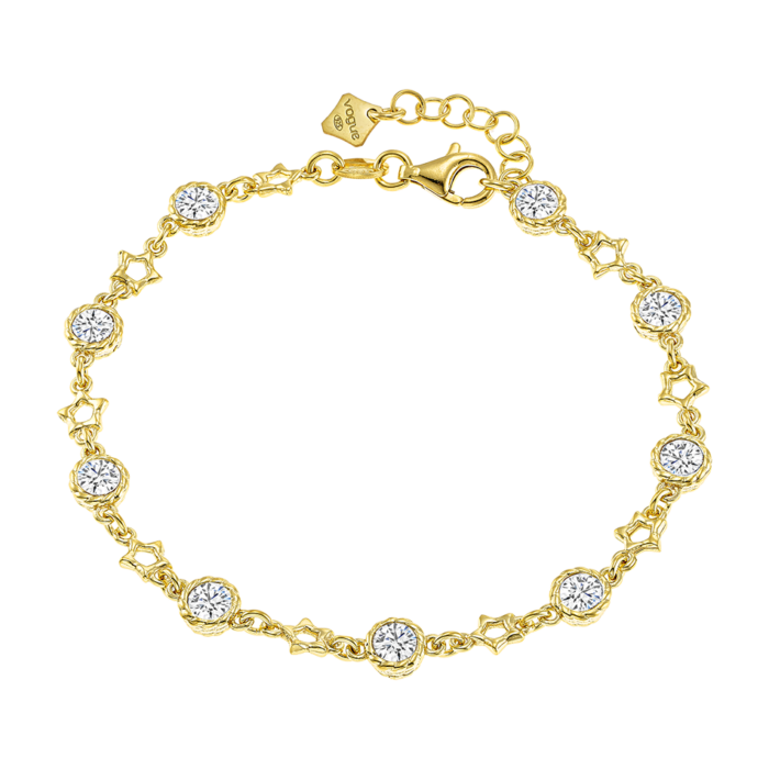 Vogue bracelet with white zircons & stars in gold- plated Silver 925