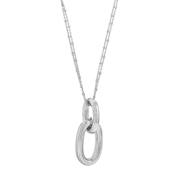 Vogue long necklace with oval hoops design in Silver 925