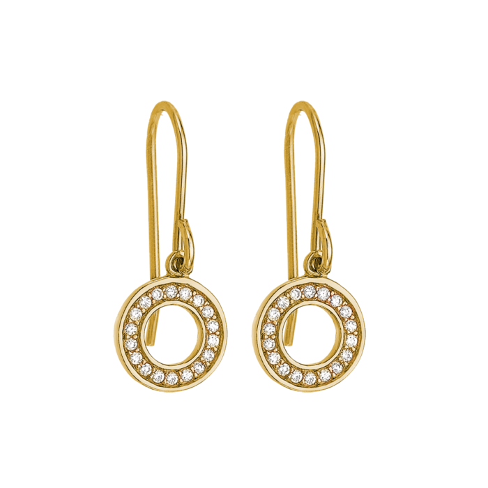 Vogue earrings with white nano zircons in gold-plated Silver 925