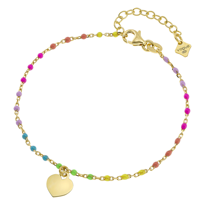 Vogue bracelet with multicolor enamel and heart motif in gold-plated Silver 925