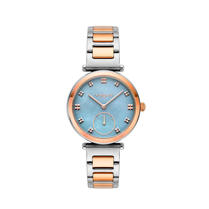 Vogue Alice watch two tones rose gold stainless steel bracelet & blue mother of pearl dial