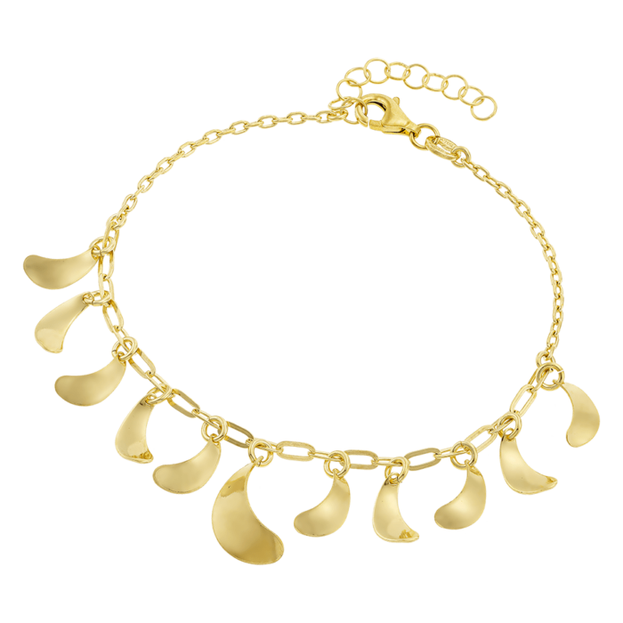 Vogue bracelet with leaf-shaped motifs in gold-plated Silver 925