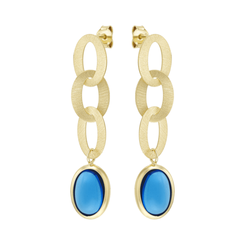 Vogue long earrings with blue coloured stones in gold-plated Silver 925