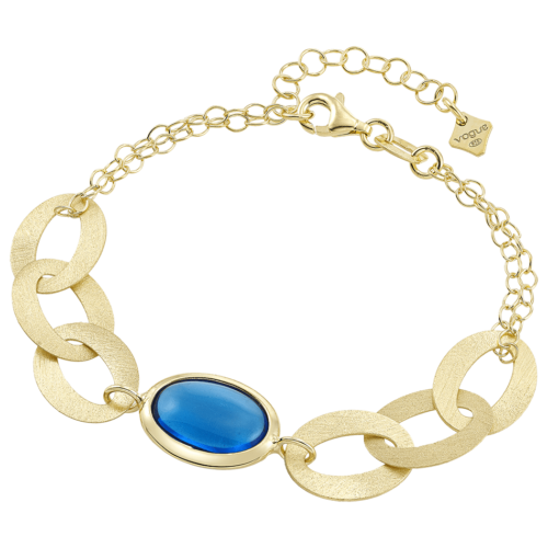 Vogue bracelet with blue colored stone in gold-plated Silver 925