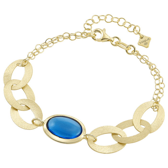 Vogue bracelet with blue colored stone in gold-plated Silver 925