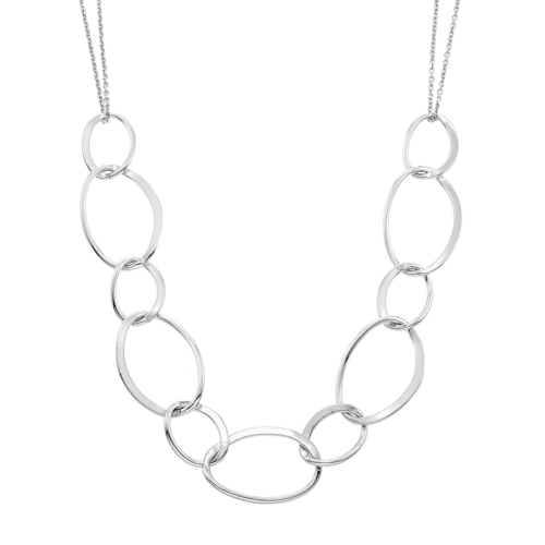 Vogue necklace with double chain and asymmetrical links in Silver 925