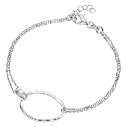 Vogue bracelet with double chain and asymmetrical links in Silver 925