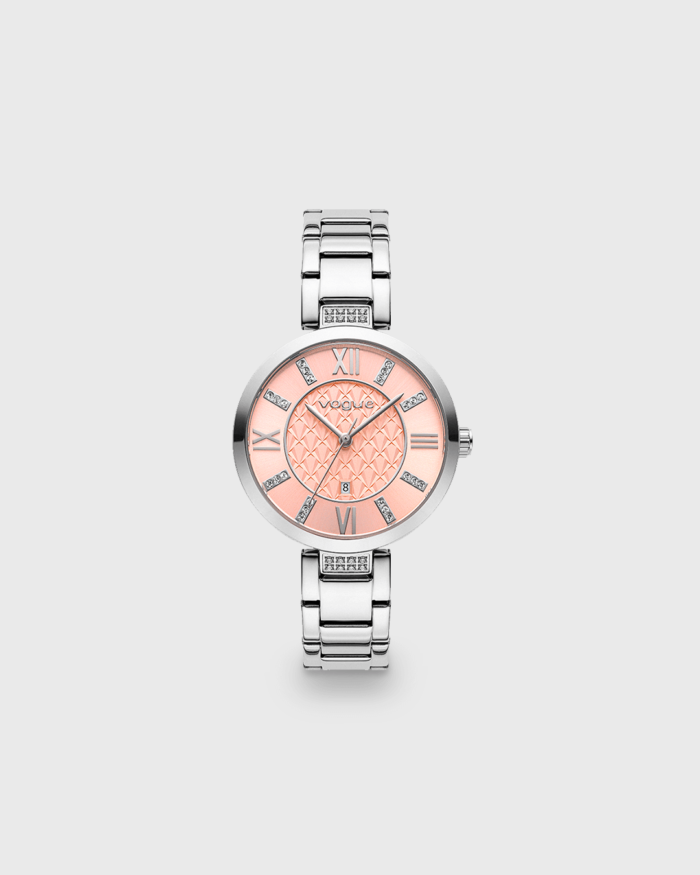 Vogue Sweet watch silver stainless steel bracelet and light pink dial