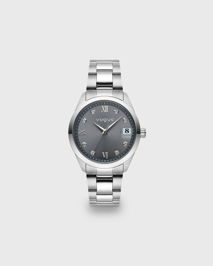 Vogue Reina watch grey dial and silver stainless steel bracelet Diameter 34mm