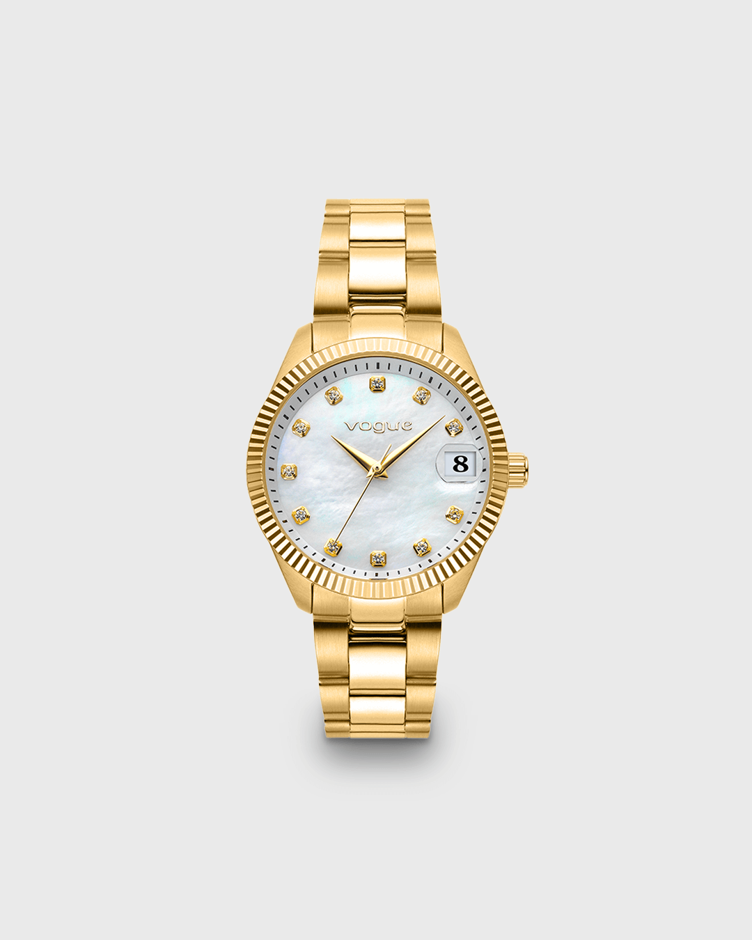 Vogue Reina medium watch white mother of pearl dial and gold stainless steel bracelet Diameter 31mm