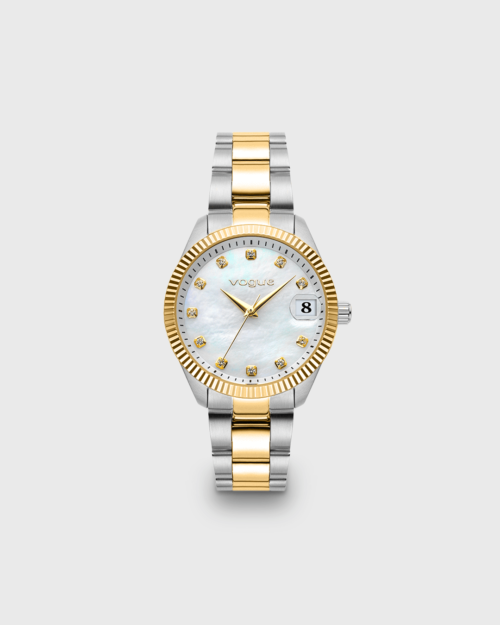 Vogue Reina medium watch white mother of pearl dial and two-tone silver- gold bracelet Diameter 31mm, VOGUE