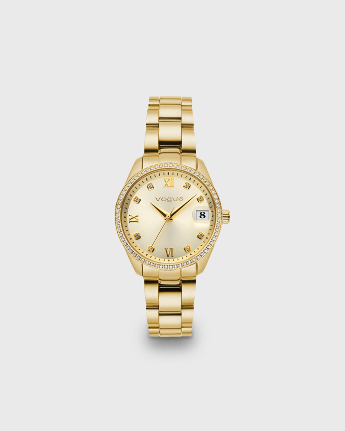 Vogue Reina mini watch champagne dial and gold-plated bracelet Diameter 27mm