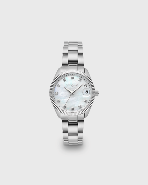 Vogue Reina mini watch white mother of pearl dial and silver stainless steel bracelet Diameter 27mm