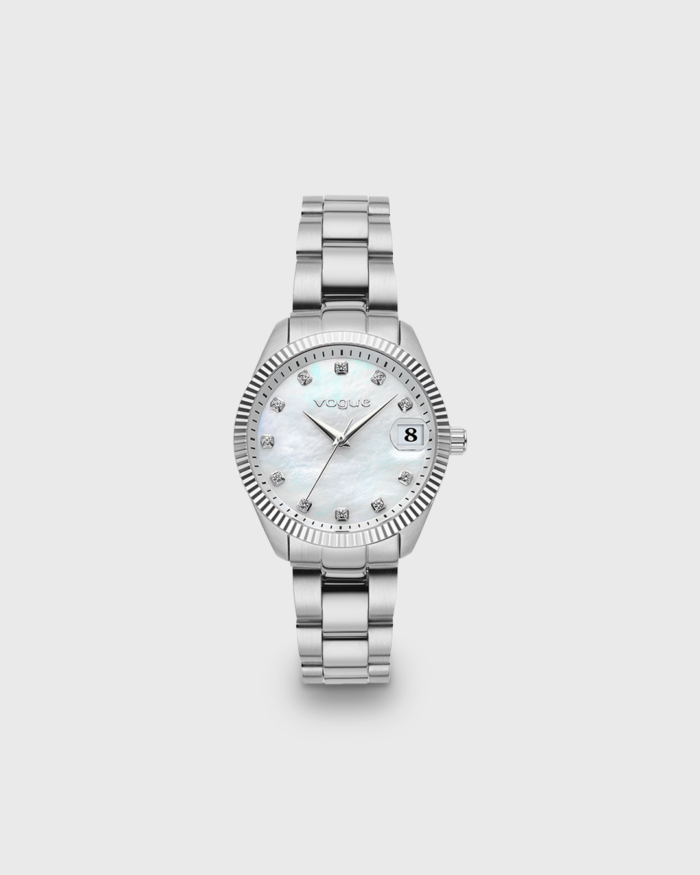 Vogue Reina mini watch white mother of pearl dial and silver stainless steel bracelet Diameter 27mm