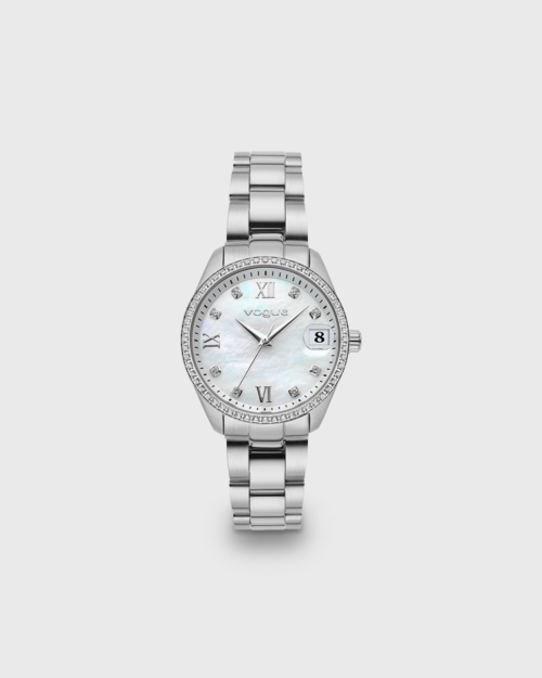 Vogue Reina mini watch white mother of pearl dial and silver stainless steel bracelet Diameter 27mm