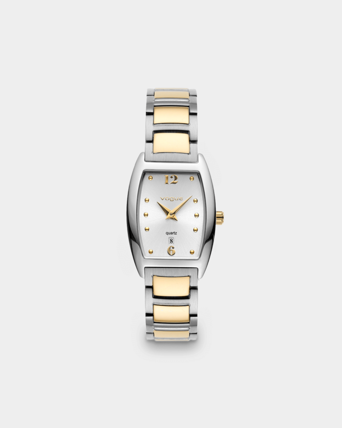 Vogue Marion watch, two tones gold-silver stainless steel bracelet and silver dial