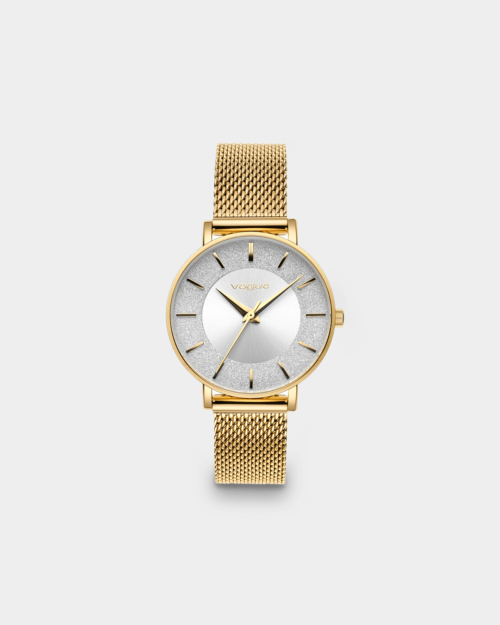 Vogue Iris watch, gold stainless steel bracelet and silver dial