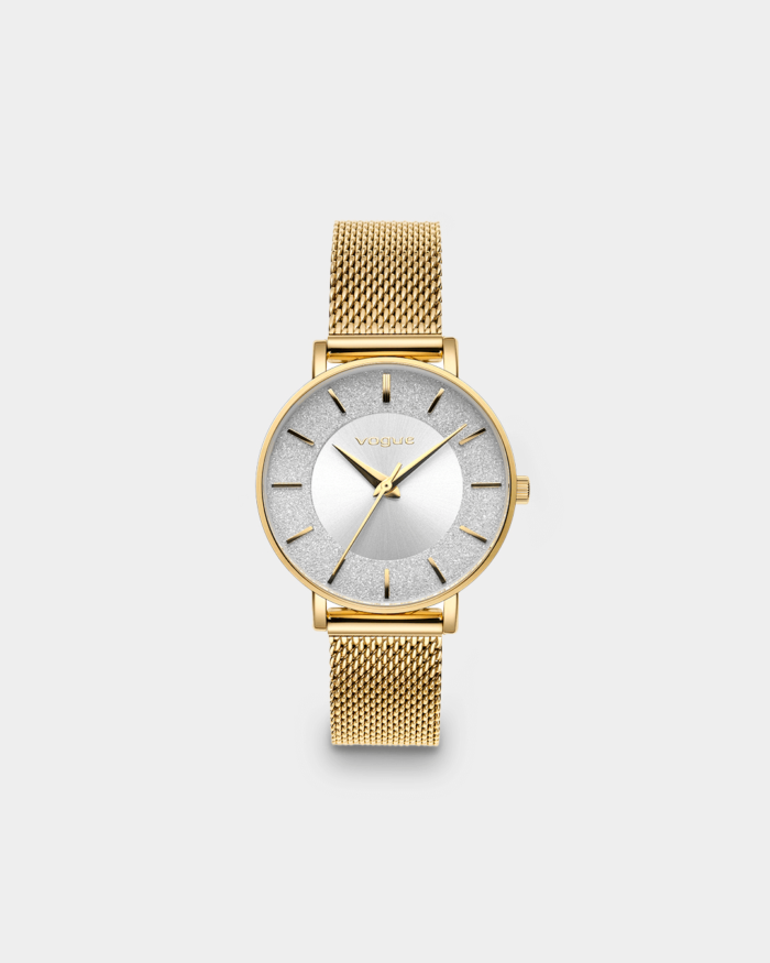 Vogue Iris watch, gold stainless steel bracelet and silver dial