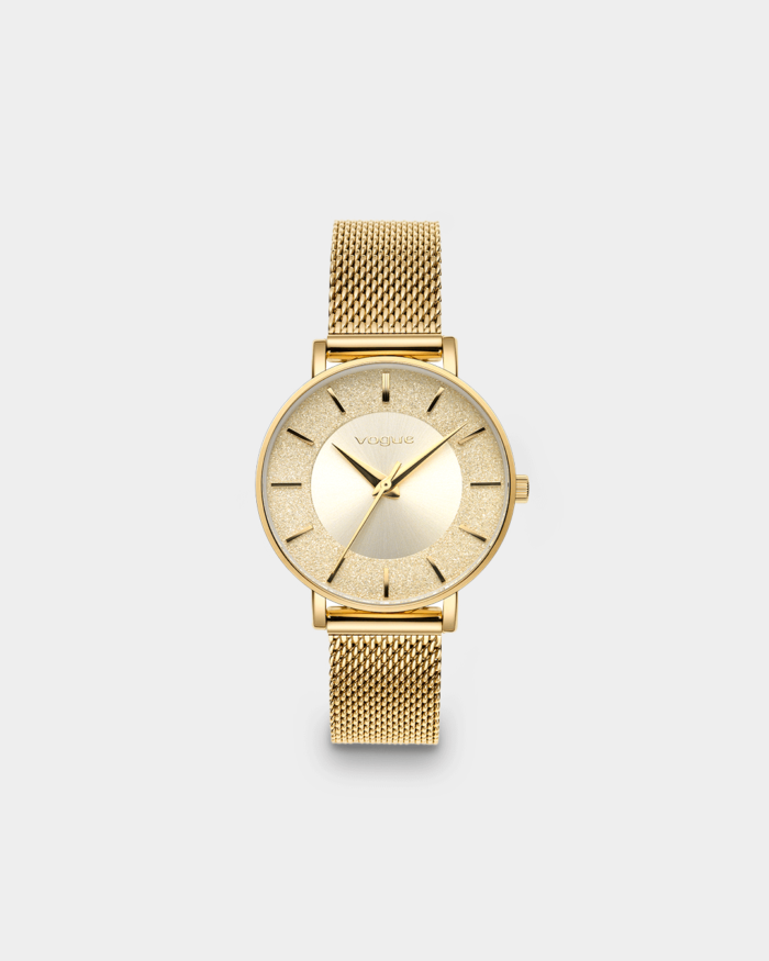 Vogue Iris watch, gold stainless steel bracelet and champagne dial