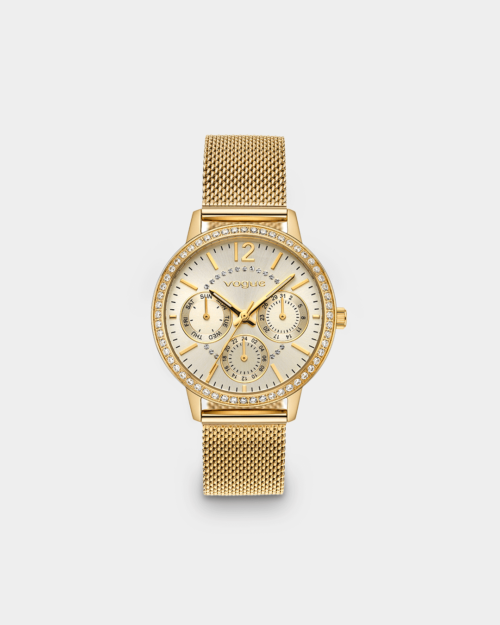 Vogue Louise watch, gold stainless steel bracelet and champagne dial