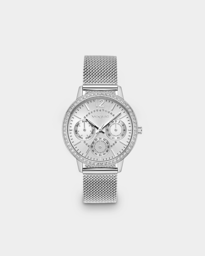 Vogue Louise watch, silver stainless steel bracelet and silver dial