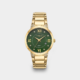 Vogue Valerie watch, gold stainless steel bracelet and green dial