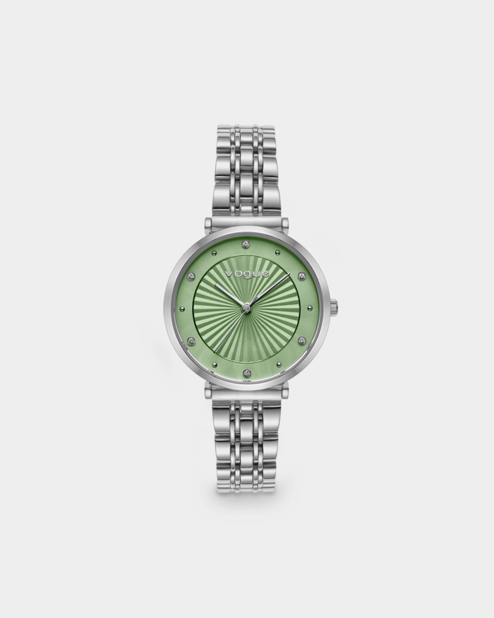 Vogue New Bliss watch, stainless steel bracelet and green dial