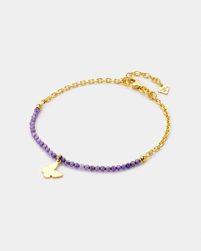 Vogue bracelet purple semi-precious stones in gold-plated Silver 925