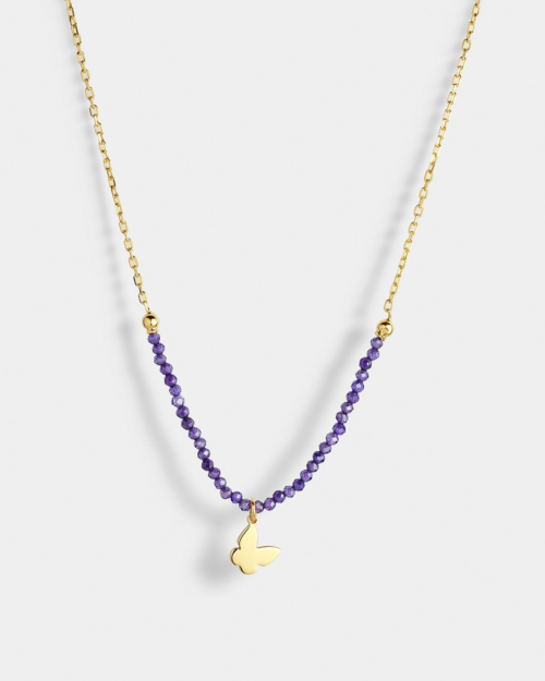 Vogue necklace purple semi-precious stones in gold-plated Silver 925