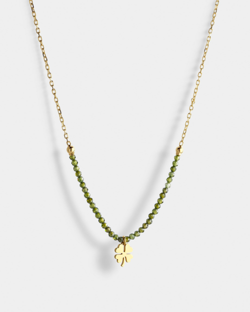 Vogue necklace olive semi-precious stones in gold-plated Silver 925