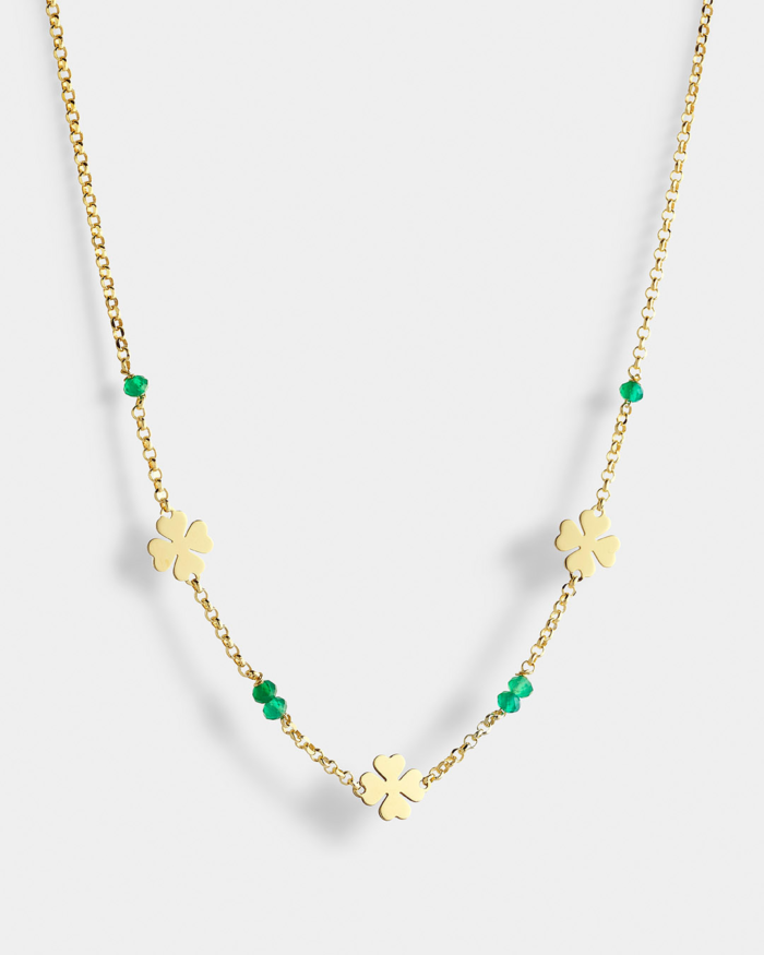 Vogue necklace green semi-precious stones in gold-plated Silver 925